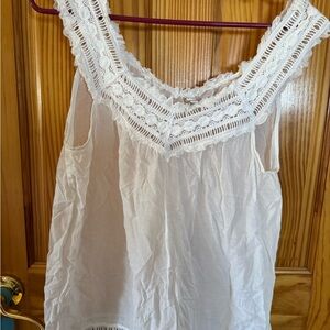 Joie White Crochet-Detail Sleeveless Camisole